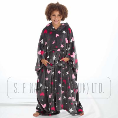 STAR HEART DESIGN HOODED PONCHO