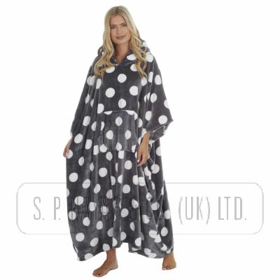 GREY SPOTS HOODED PONCHO.