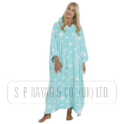 MINT STARS HOODED PONCHO                             