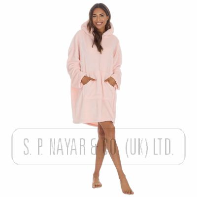 PLUSH OVERSIZED PLAIN PINK HOODIE